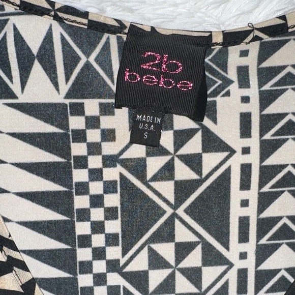 Geometric Black and Cream Wrap Dress - Picture 2 of 5